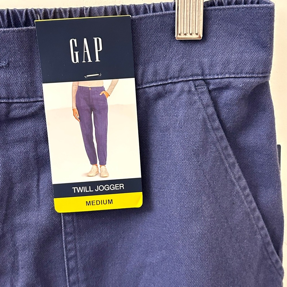 NWT Gap Twill Joggers Navy Blue Elastic Waist Tapered Leg Utility Pants Medium - Picture 5 of 12